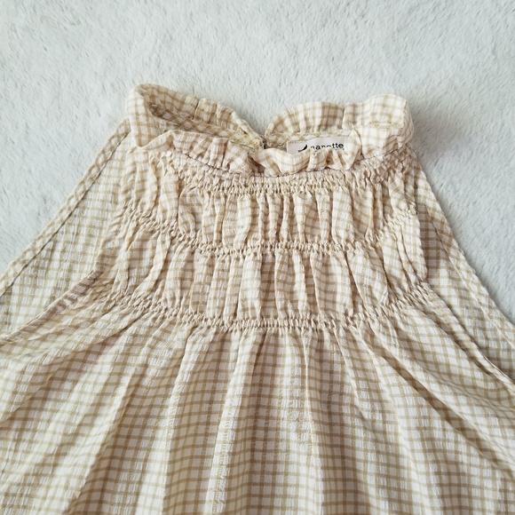 NANETTE LEPORE Gingham Ruffle Smocked Neck Sleeveless Blouse Size S - Picture 7 of 12
